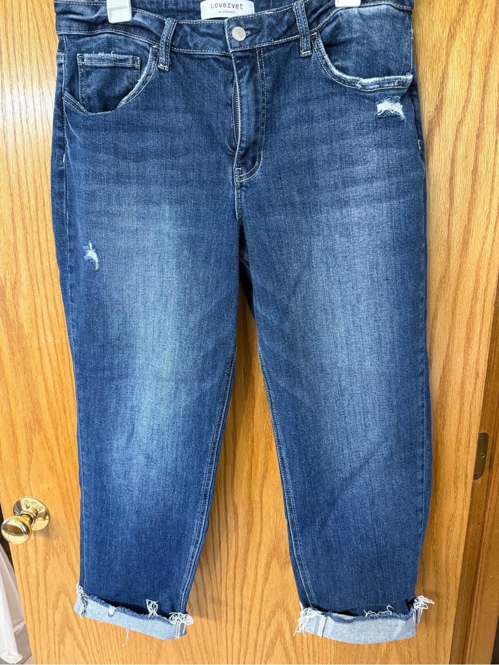 Lovervet Dark Blue Distressed Cropped Jeans